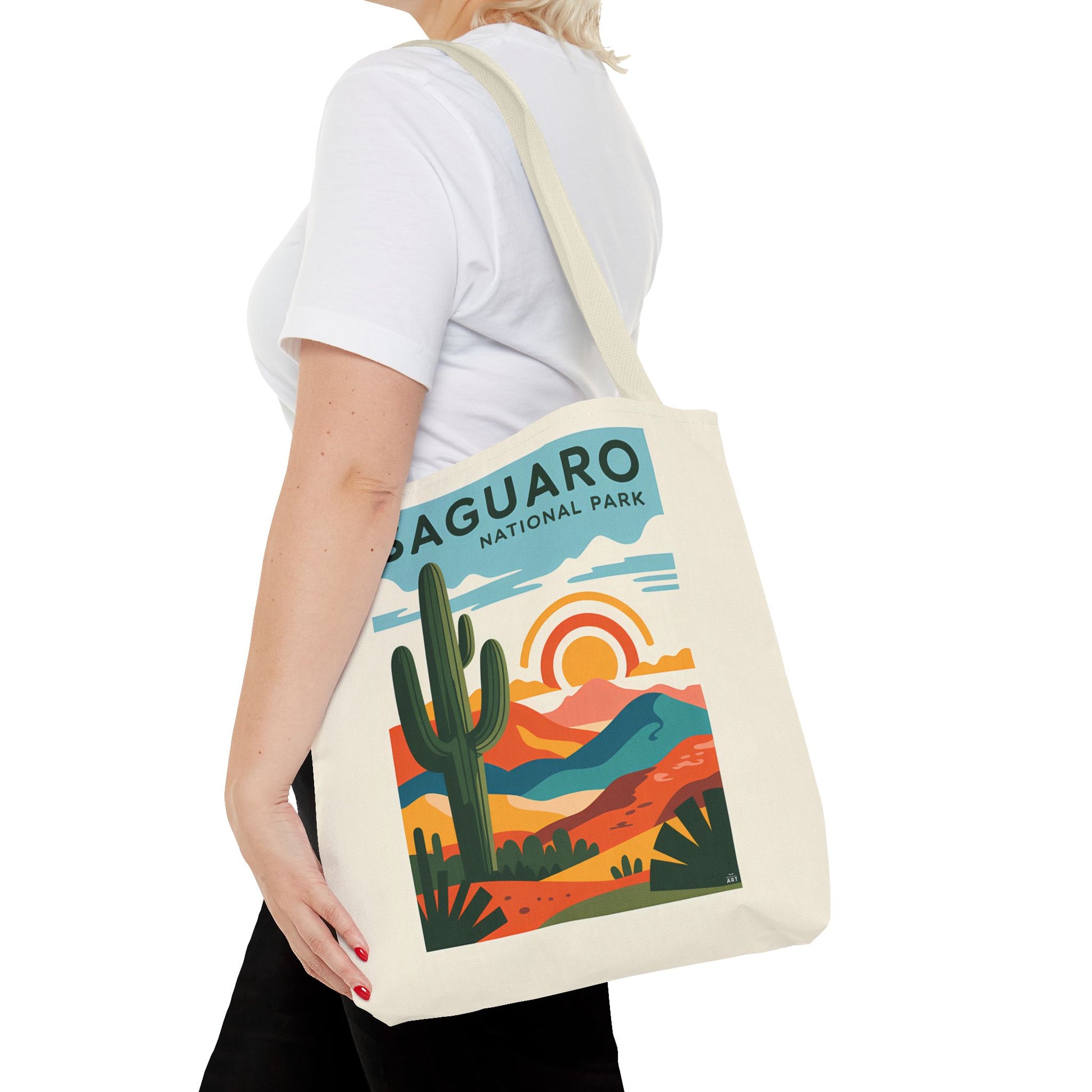 Saguaro National Park Tote Bag, Eco-Friendly Shopping Bag, Cactus Design, Nature Lover Gift, Hiking Bag, Travel Accessory - LOLA VEGAS ART