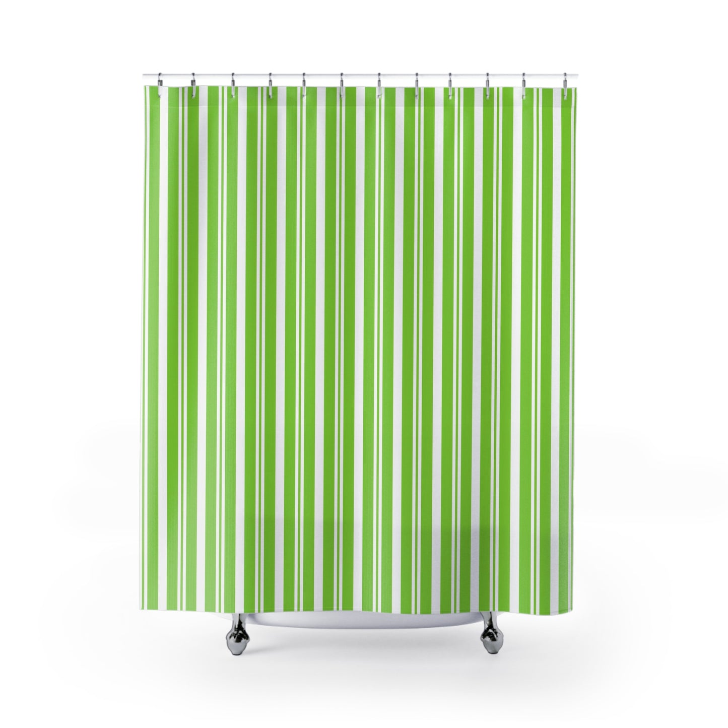 Lively Green Striped Shower Curtain, Modern Bathroom Decor, Trendy Home Accessory, Gift for Her, Eco-Friendly Bath Curtain - LOLA VEGAS ART