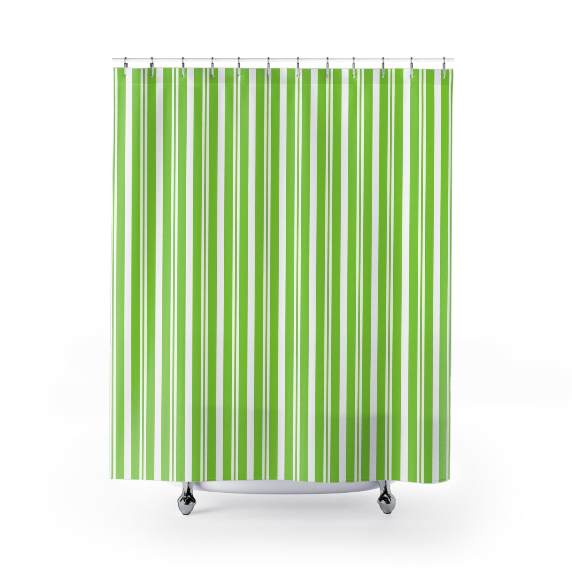 Lively Green Striped Shower Curtain, Modern Bathroom Decor, Trendy Home Accessory, Gift for Her, Eco-Friendly Bath Curtain - LOLA VEGAS ART