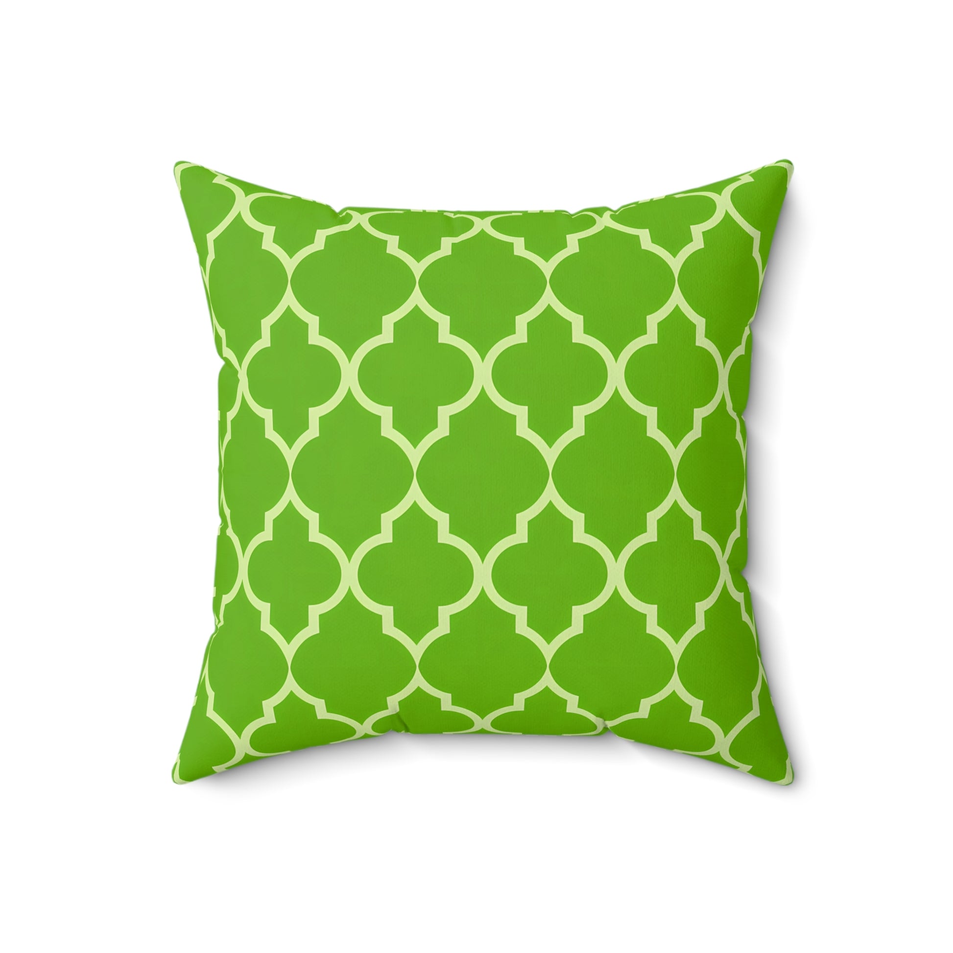 Vibrant Green Decorative Pillow, Modern Home Decor, Living Room Cushion, Stylish Pillow, Sofa Accent, Birthday Gift, Moroccan Quatrefoil - LOLA VEGAS ART