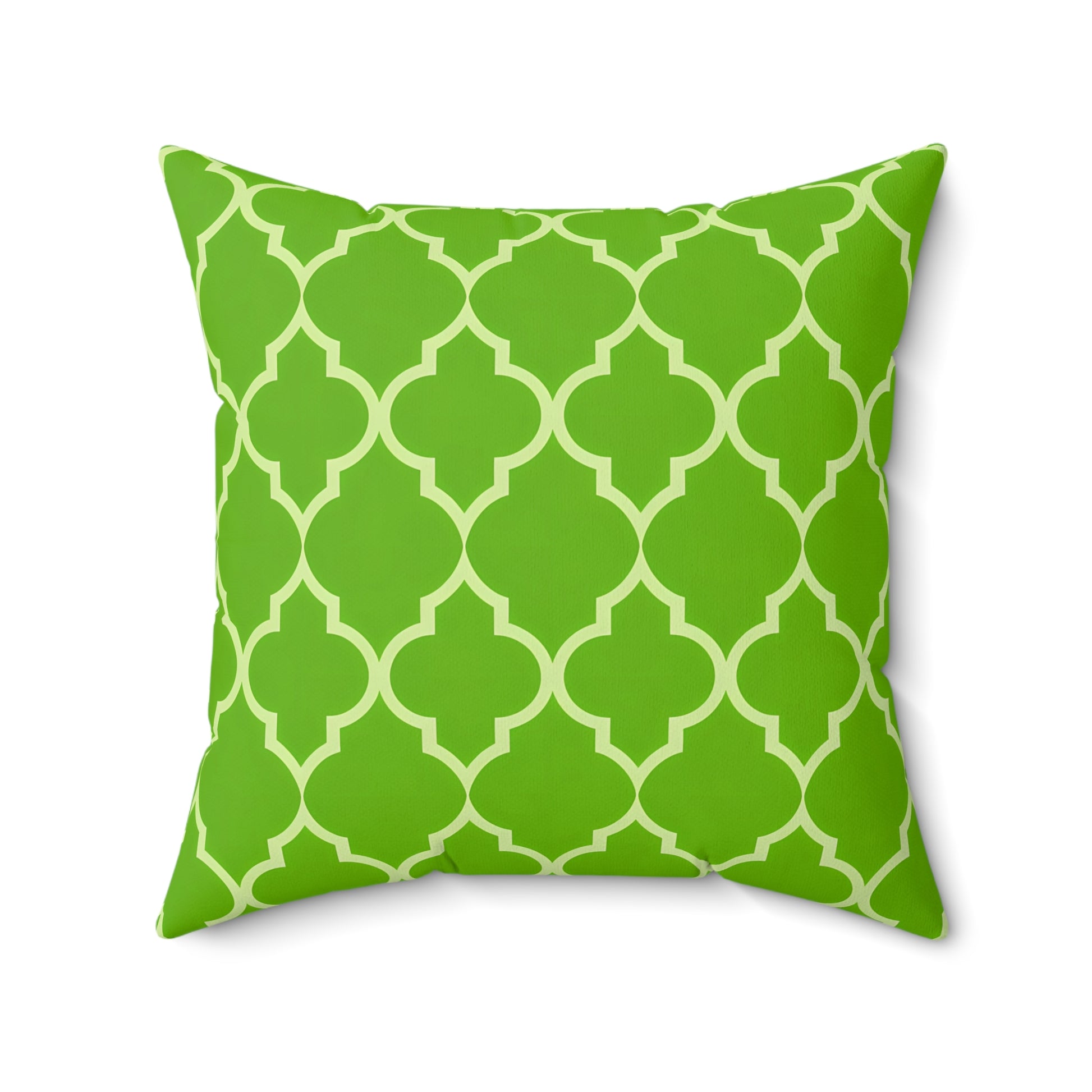 Vibrant Green Decorative Pillow, Modern Home Decor, Living Room Cushion, Stylish Pillow, Sofa Accent, Birthday Gift, Moroccan Quatrefoil - LOLA VEGAS ART