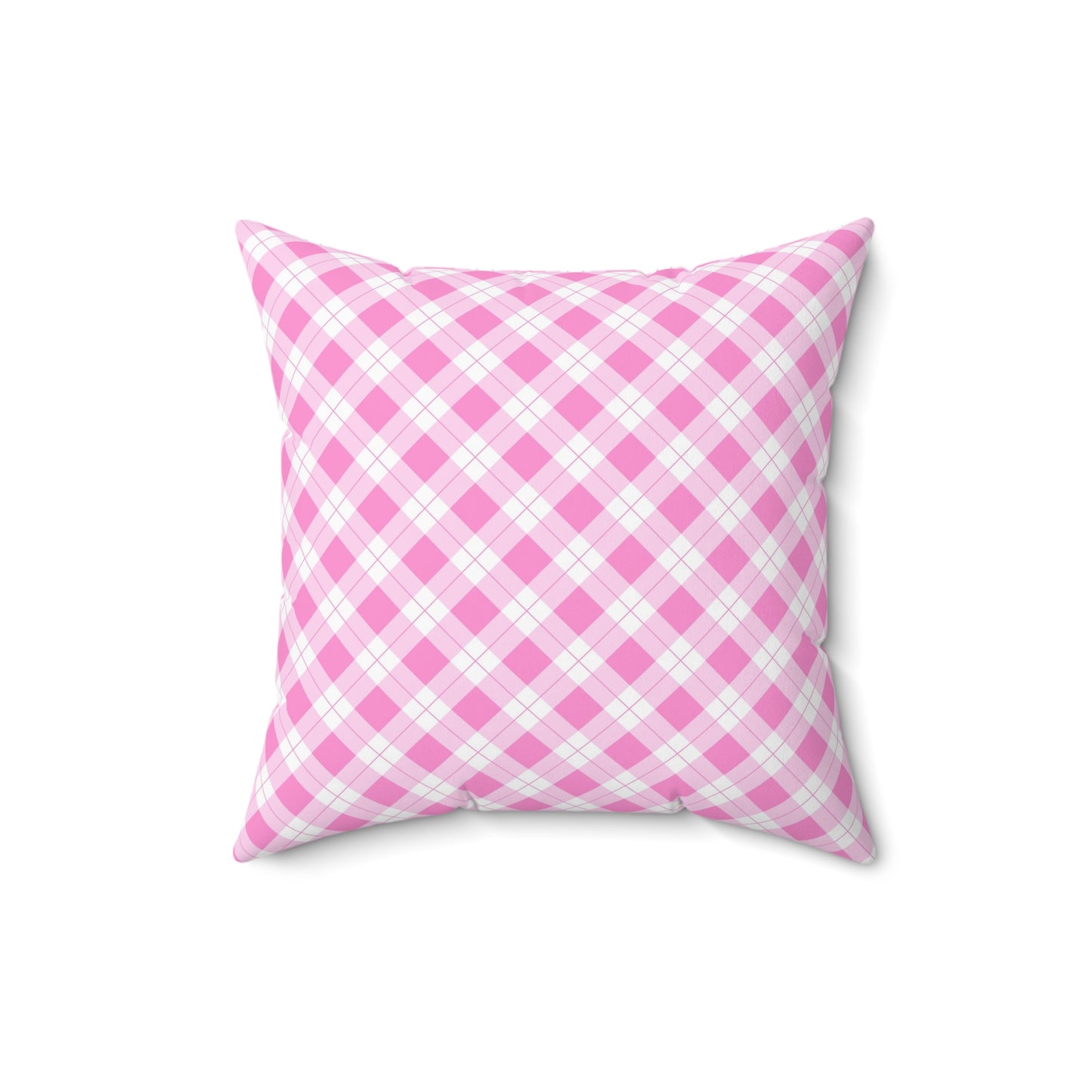 Pink Plaid Decorative Pillow, Cozy Home Accent, Cute Gift for Her, Farmhouse Decor, Living Room Throw Pillow - LOLA VEGAS ART