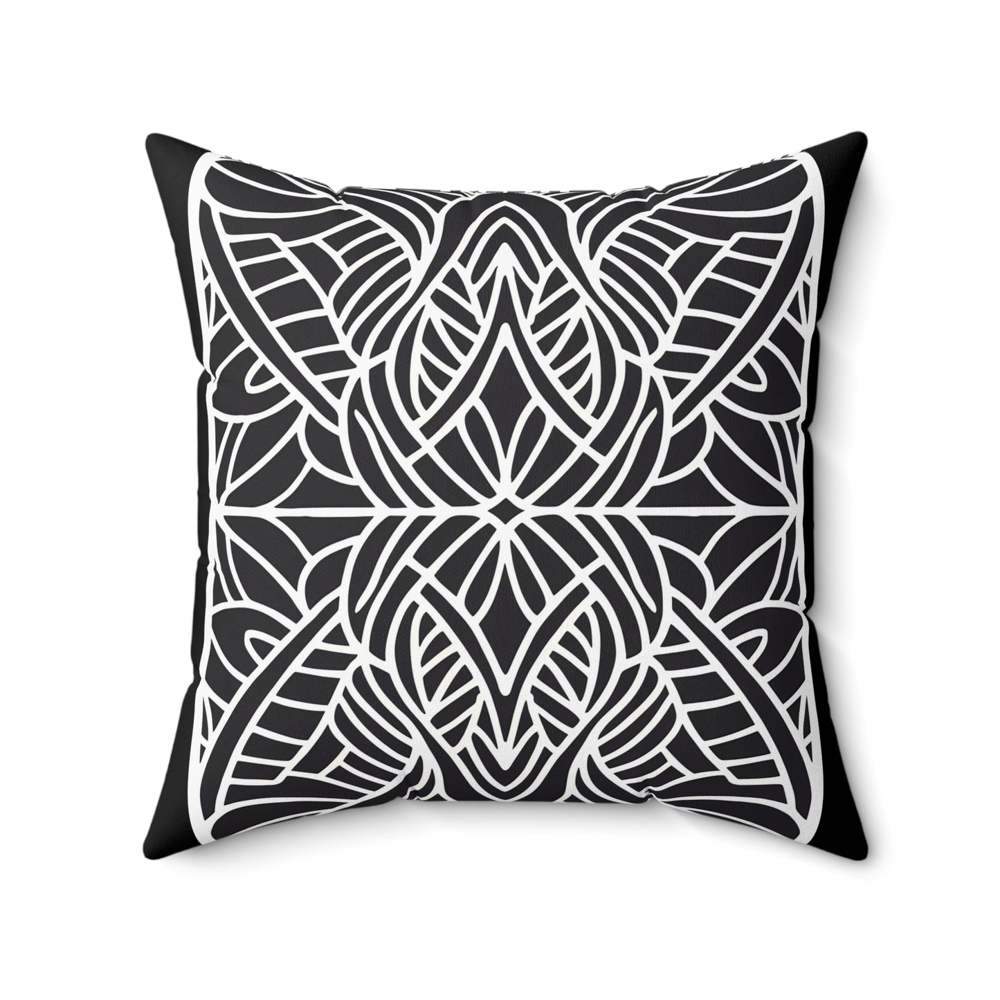 Square Pillow - Black and White Tribal Design Ethnic and Dramatic - LOLA VEGAS ART