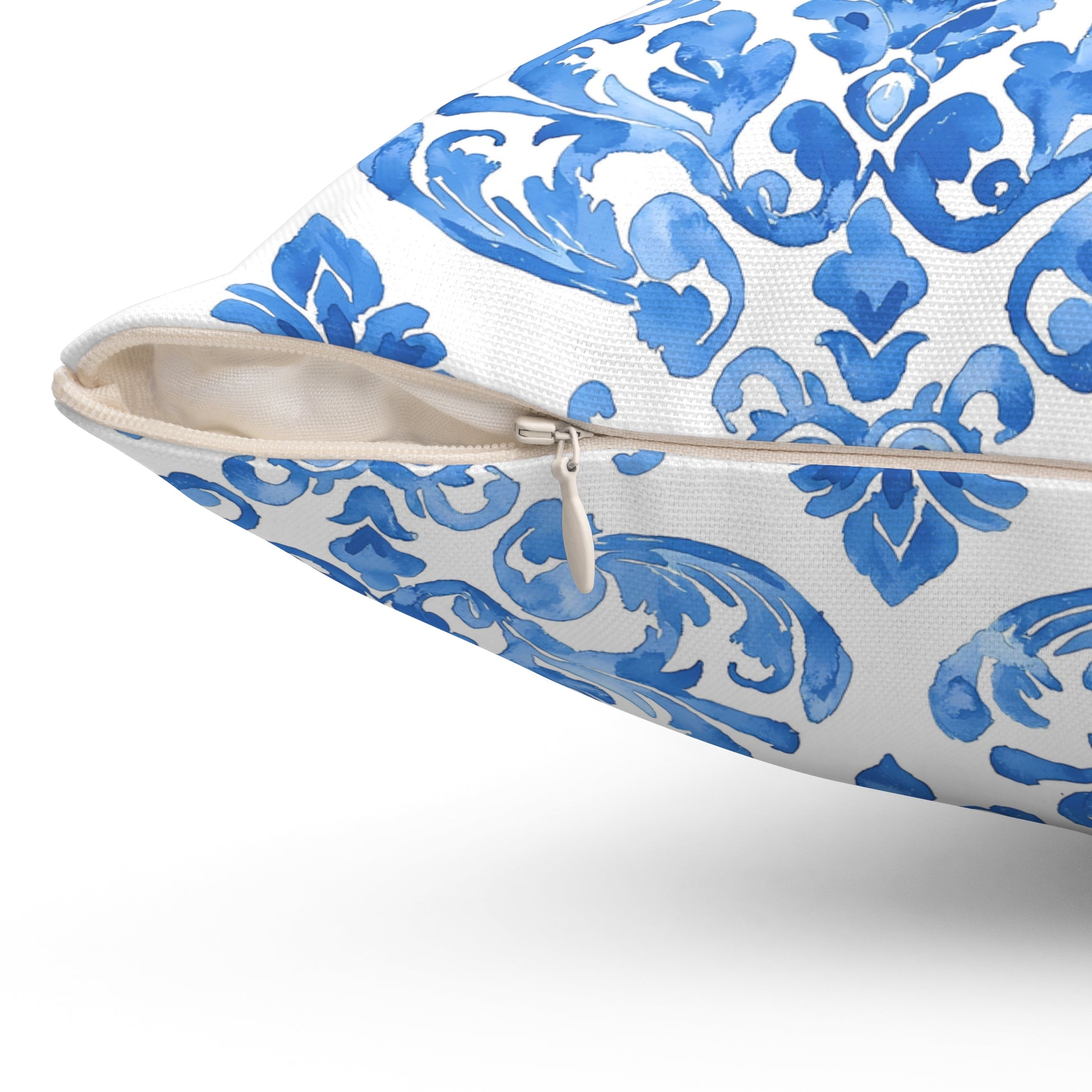 Blue Floral Damask Pillow - Cozy Home Decor, Decorative Couch Cushion, Luxurious Throw Pillow, Elegant Gift for Her, Living Room Accent - LOLA VEGAS ART