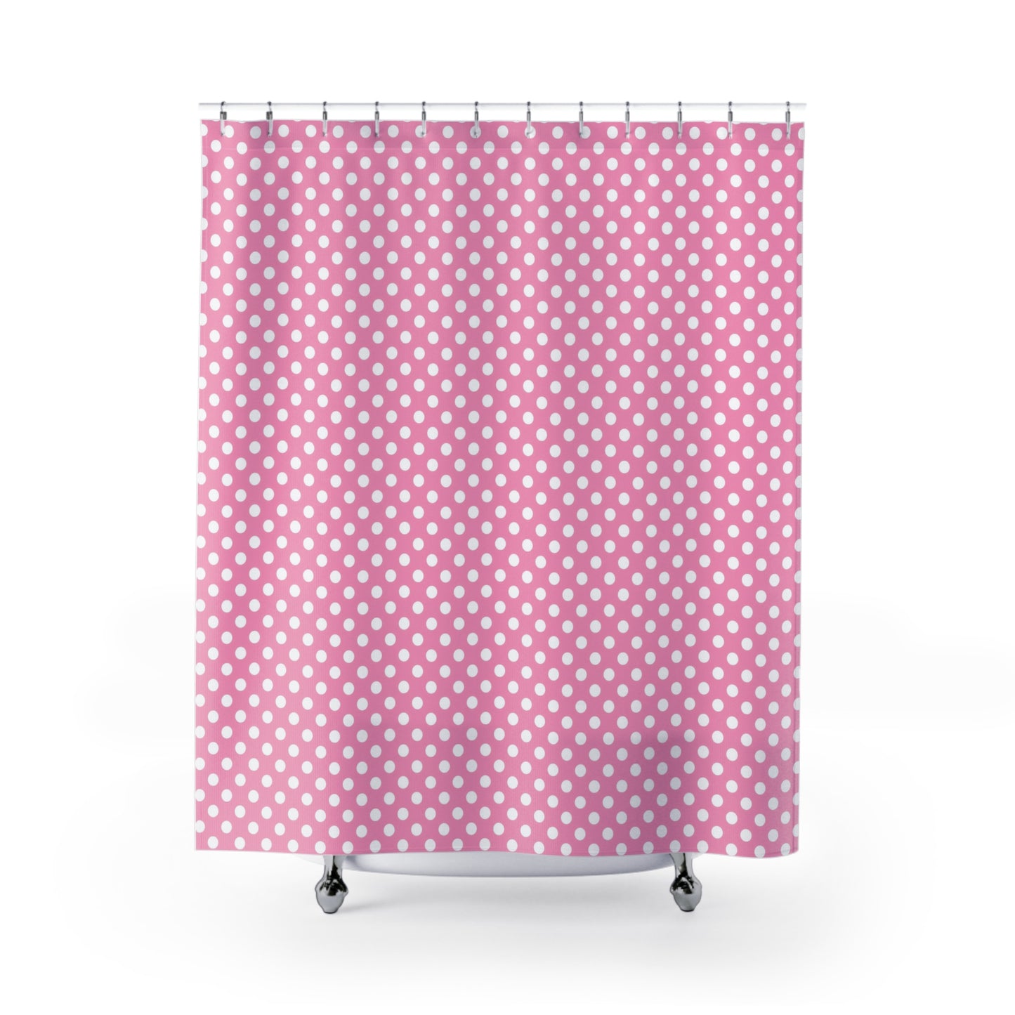 Chic Pink Polka Dot Shower Curtain, Fun Bathroom Decor, Stylish Shower Accessories, Spring Home Refresh, Gift for Her. Mid Century Pattern