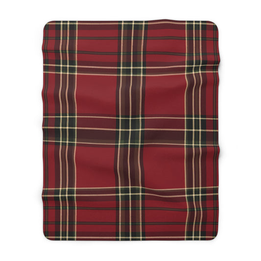 Red Plaid Tartan Sherpa Blanket | Cozy Holiday Throw