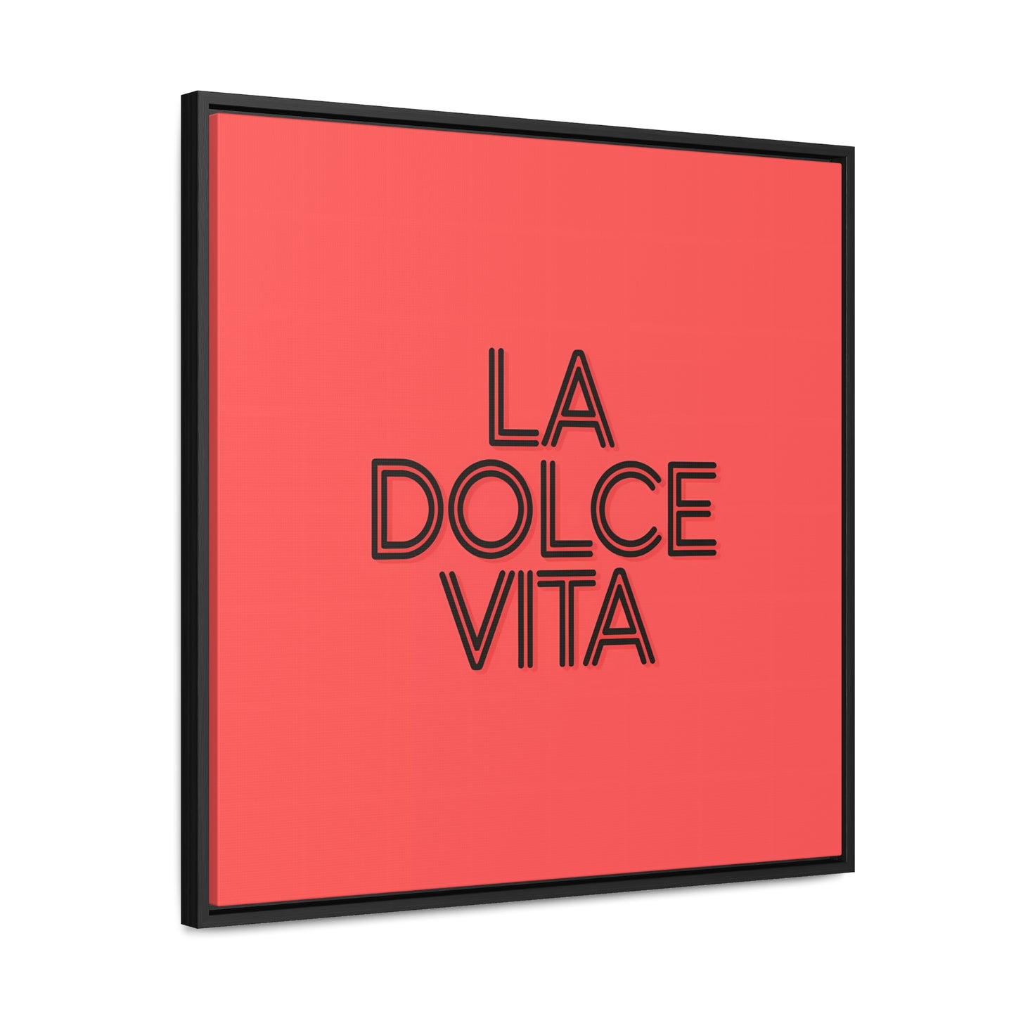 Square Frame Wall Art, LA DOLCE VITA Typography Canvas, Orange and Black, Cool Home Decor, Gallery Canvas Wrap, Home Office Decor, Unique - LOLA VEGAS ART