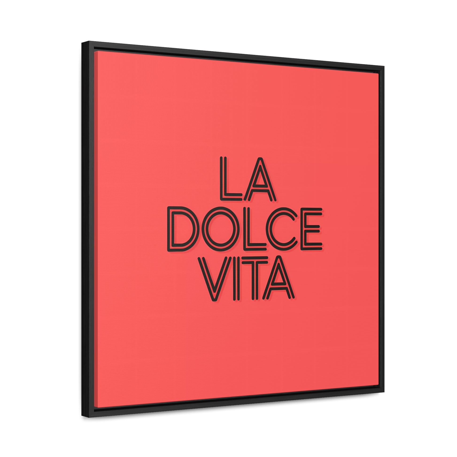 Square Frame Wall Art, LA DOLCE VITA Typography Canvas, Orange and Black, Cool Home Decor, Gallery Canvas Wrap, Home Office Decor, Unique - LOLA VEGAS ART