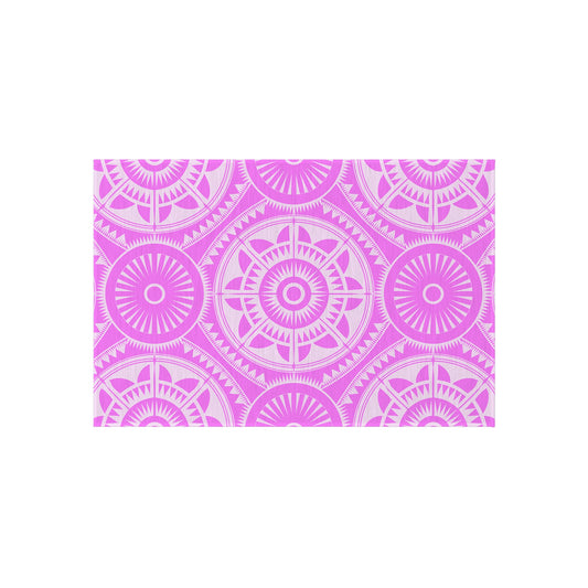 Pink and White Mandala Boho Outdoor Rug with Geometric Pattern, Patio Decor, Boho Outdoor Style, Area Rug for Decks, Porches & Gardens - LOLA VEGAS ART