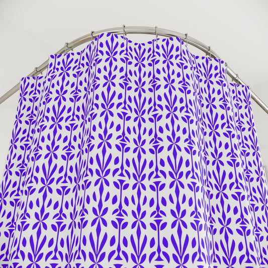 Purple Floral Pattern Shower Curtain | Geometric Repeat Pattern, Fresh Home Decor