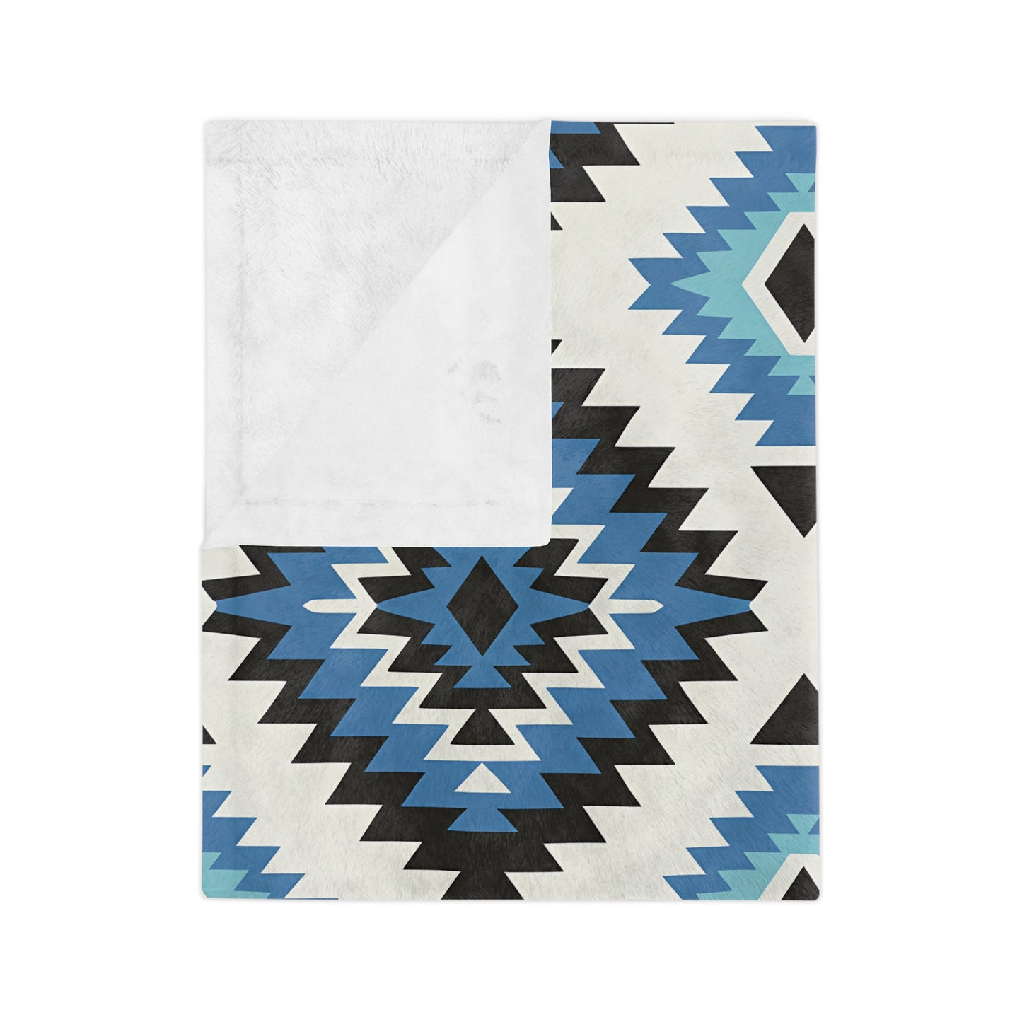 Geometric Blue Pattern Microfiber Blanket | Cozy Throw, Home Decor, Gift for Him/Her, Tribal Design, Indoor/Outdoor Use - LOLA VEGAS ART