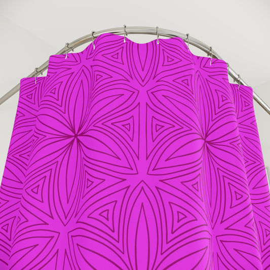 Geometric Floral Pattern Shower Curtain | Fuchsia Pink Mandala Bath