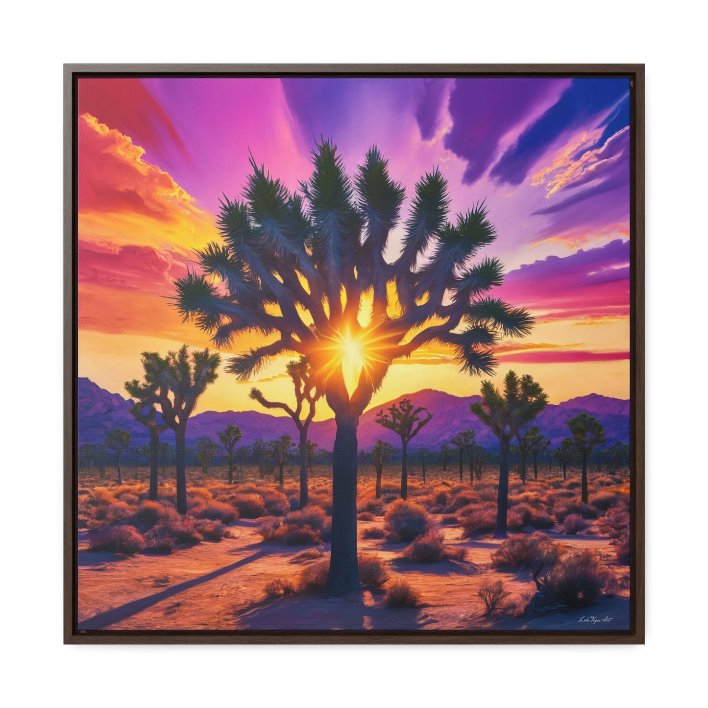Joshua Tree Square Canvas, Gallery Wrap Wall Art, Square Frame Home Decor, Desert Landscape Print, Southwestern Wall Hanging - LOLA VEGAS ART