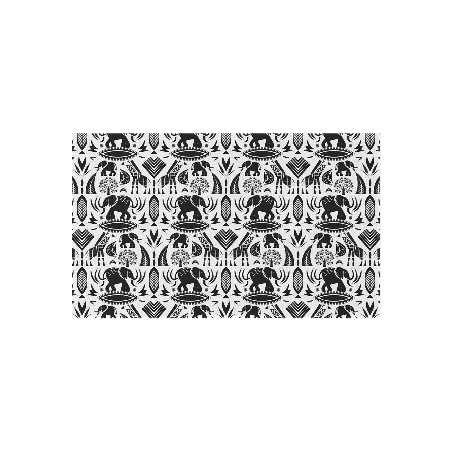 Black/White jungle Indoor/Outdoor Bohemian Rug, Stylish Patio Mat, Home Decor, Garden Area, Picnic Essentials, Unique Gift for Nature Lovers - LOLA VEGAS ART