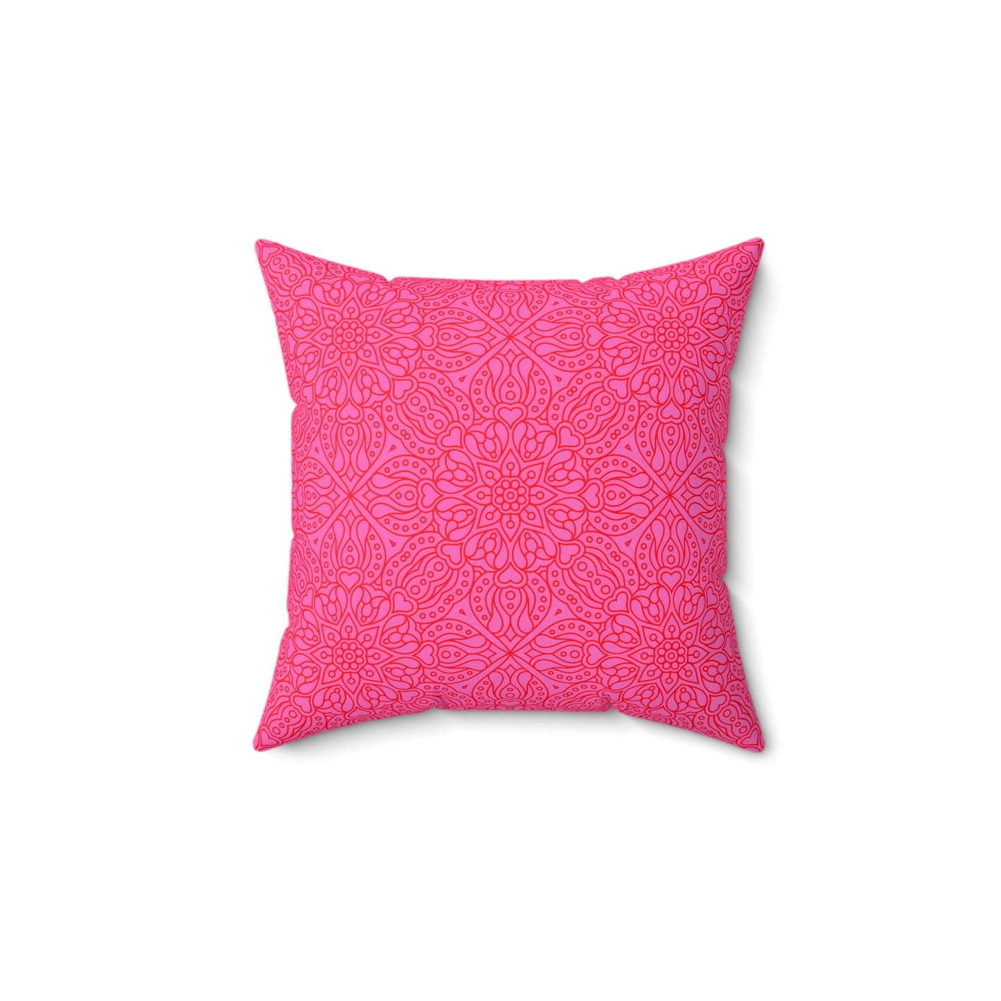Vibrant Hot Pink Mandala Pattern Pillow, Decorative Cushion, Boho Home Decor, Cozy Living Room Accent, Gift for Her, Pink Floral Pillow - LOLA VEGAS ART