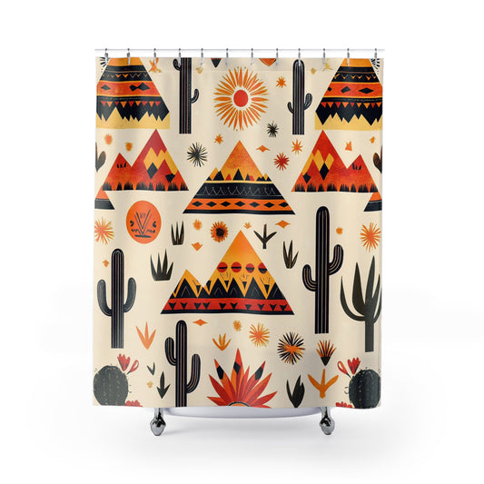 Desert Vibes Shower Curtain - Bohemian Bathroom Decor, Southwestern Style, Unique Home Accent, Gift for Nature Lovers, Vacation Vibe - LOLA VEGAS ART