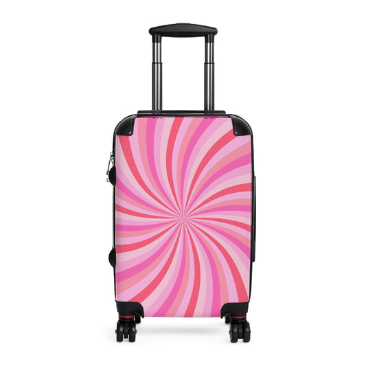 Colorful Pink Swirl Suitcase, Travel Luggage, Pink Spinner Case for Vacation, Unique Travel Accessory, Fun Baggage, Teen Girl Travel - LOLA VEGAS ART