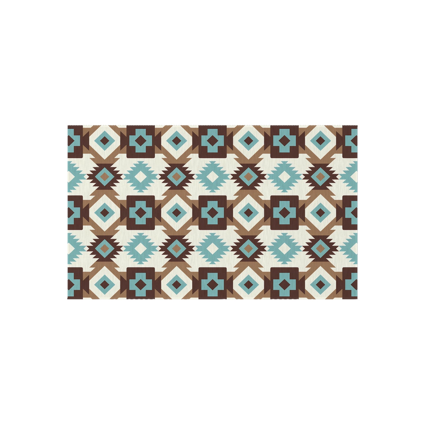 Turquoise, brown, white Stylish Outdoor/Indoor Rug for Patios, Bohemian Decor, Modern Outdoor Living, Picnic Essentials, Garden Party Decor - LOLA VEGAS ART