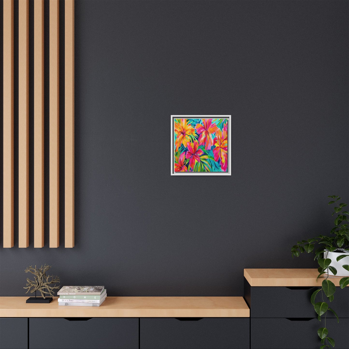 Vibrant Floral Canvas Art Print, Tropical Wall Decor, Colorful Framed Artwork, Gift for Nature Lovers, Home Decoration - LOLA VEGAS ART