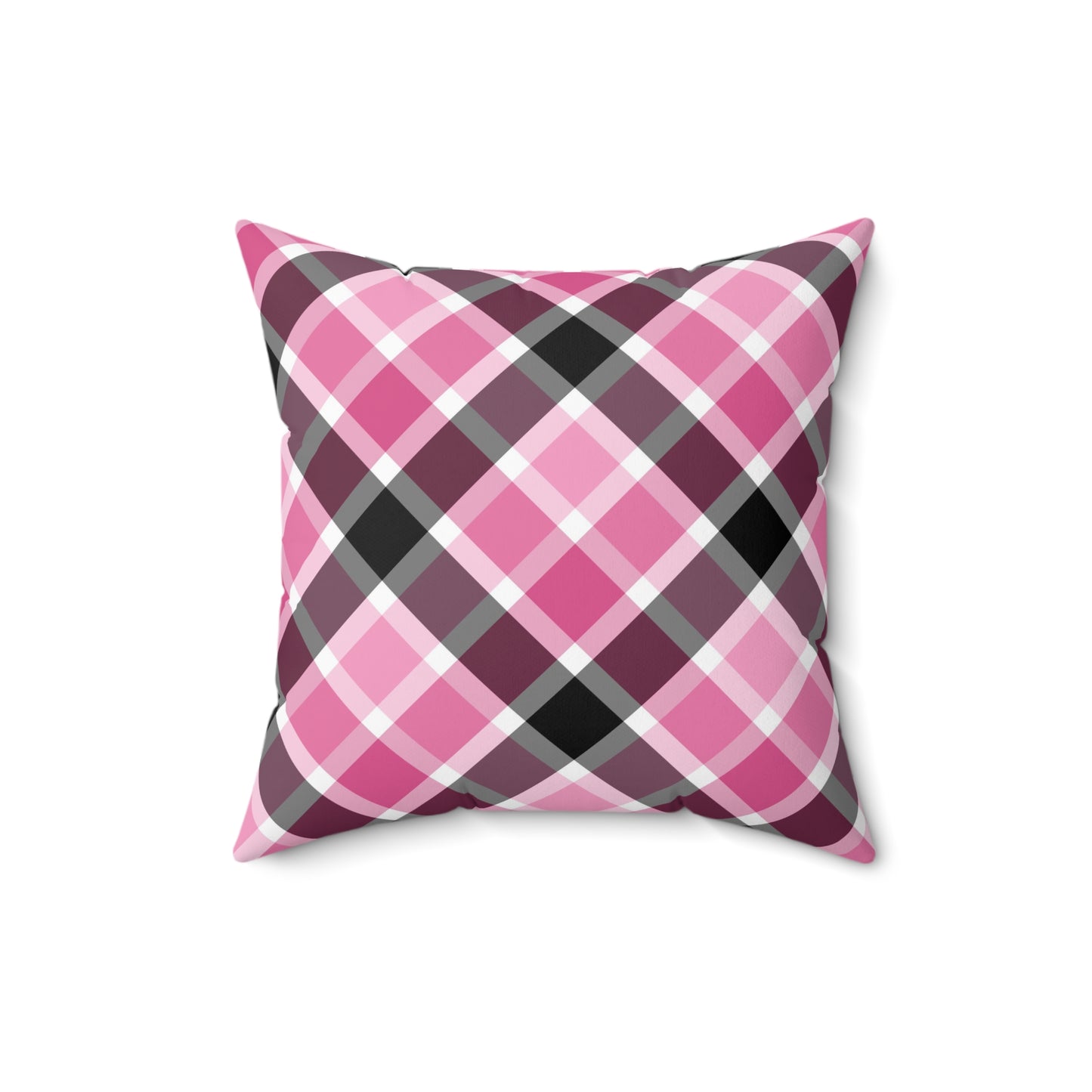Chic Plaid Square Pillow, Cozy Home Decor, Living Room Accent, Pink Throw Pillow, Gift for Her - LOLA VEGAS ART