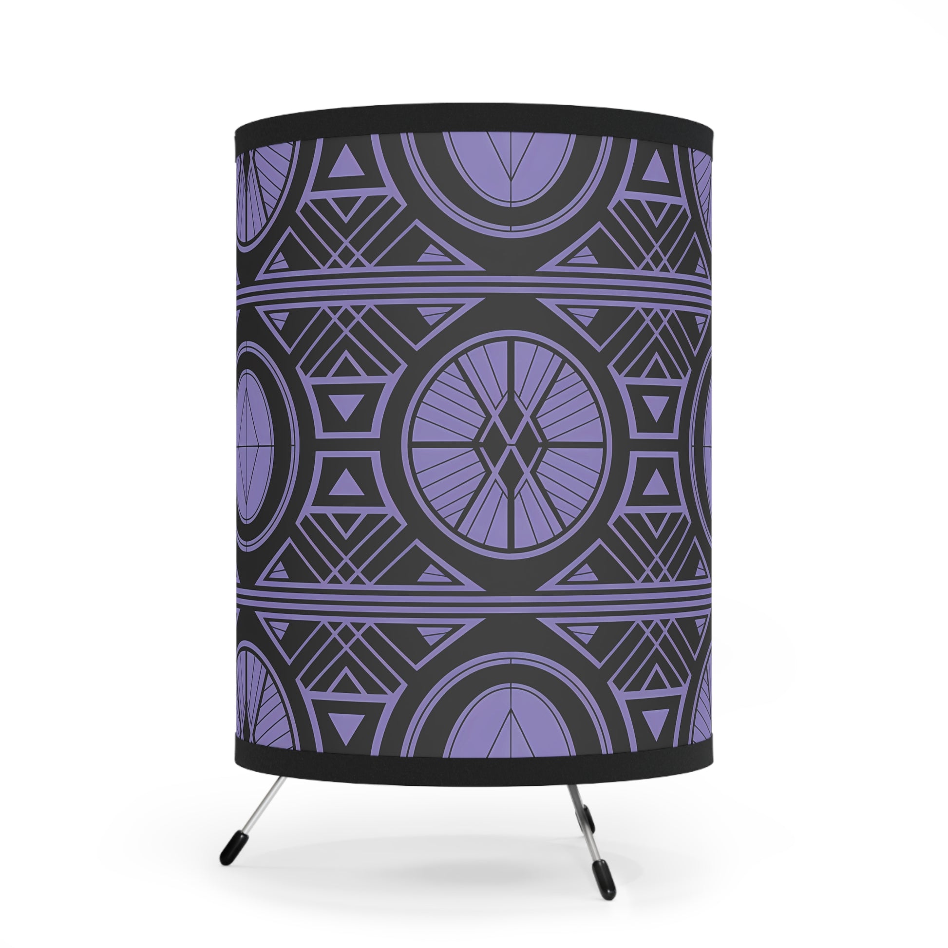 Stylish Geometric Tripod Lamp with High-Res Printed Shade, Modern Home Decor, Unique Lighting, Living Room Accent, Gift Idea - LOLA VEGAS ART