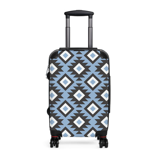 Southwestern Diamond Pattern Suitcase | Blue Aztec Luggage