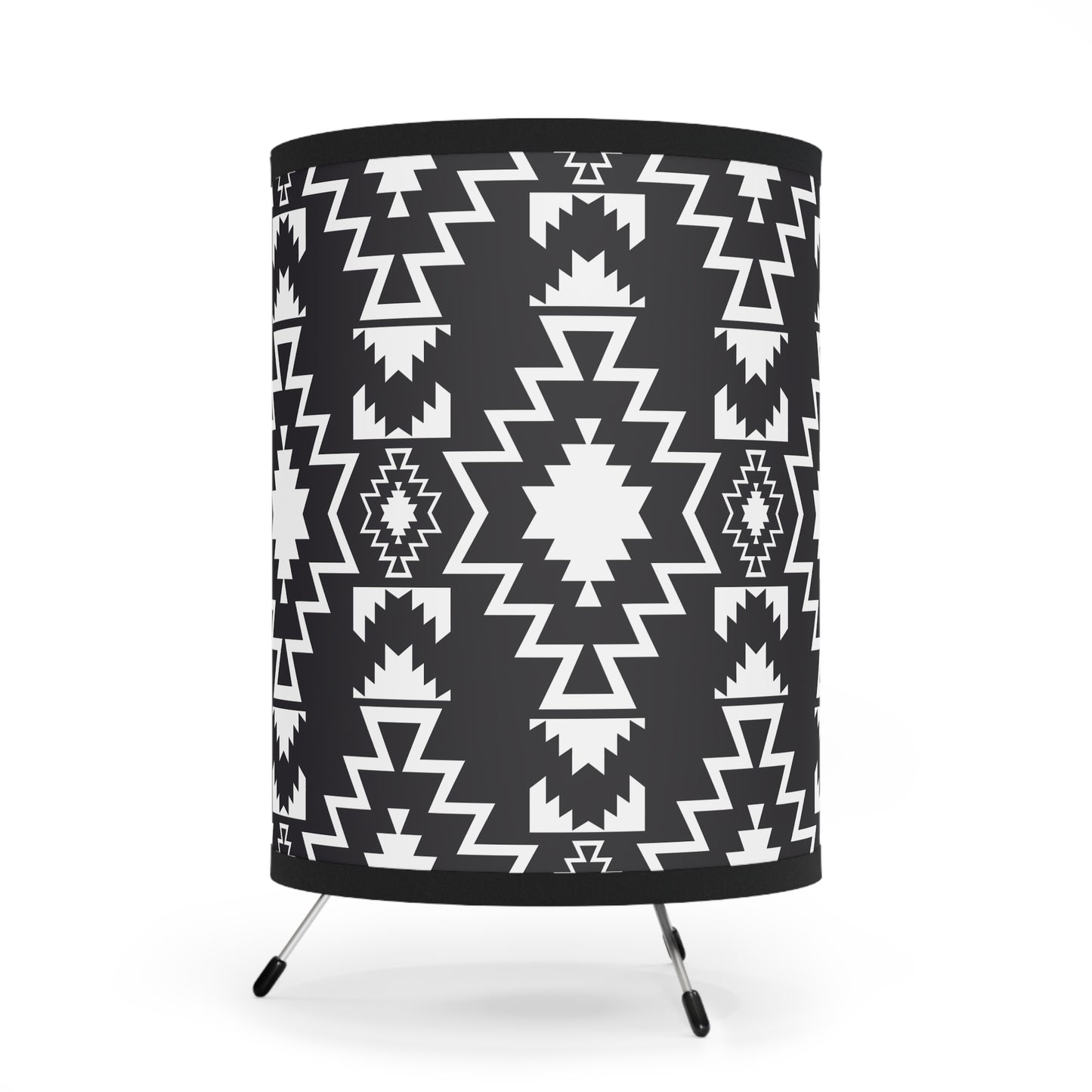 Boho Tripod Lamp - Modern Black and White Shade, Perfect for Living Room, Bedroom, Bohemian Decor, Stylish Lighting - LOLA VEGAS ART