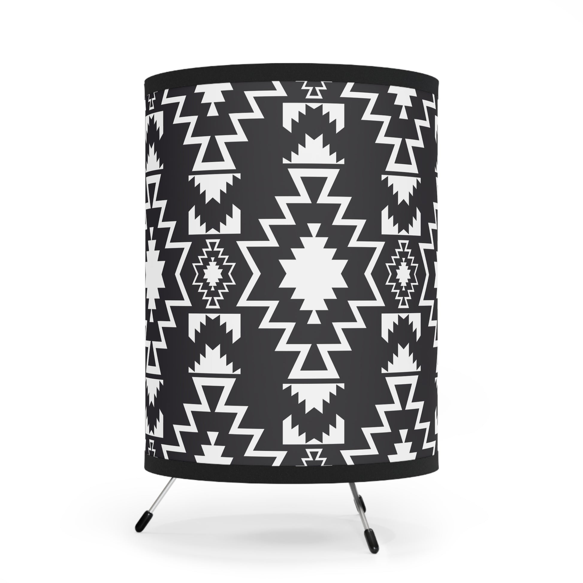 Boho Tripod Lamp - Modern Black and White Shade, Perfect for Living Room, Bedroom, Bohemian Decor, Stylish Lighting - LOLA VEGAS ART