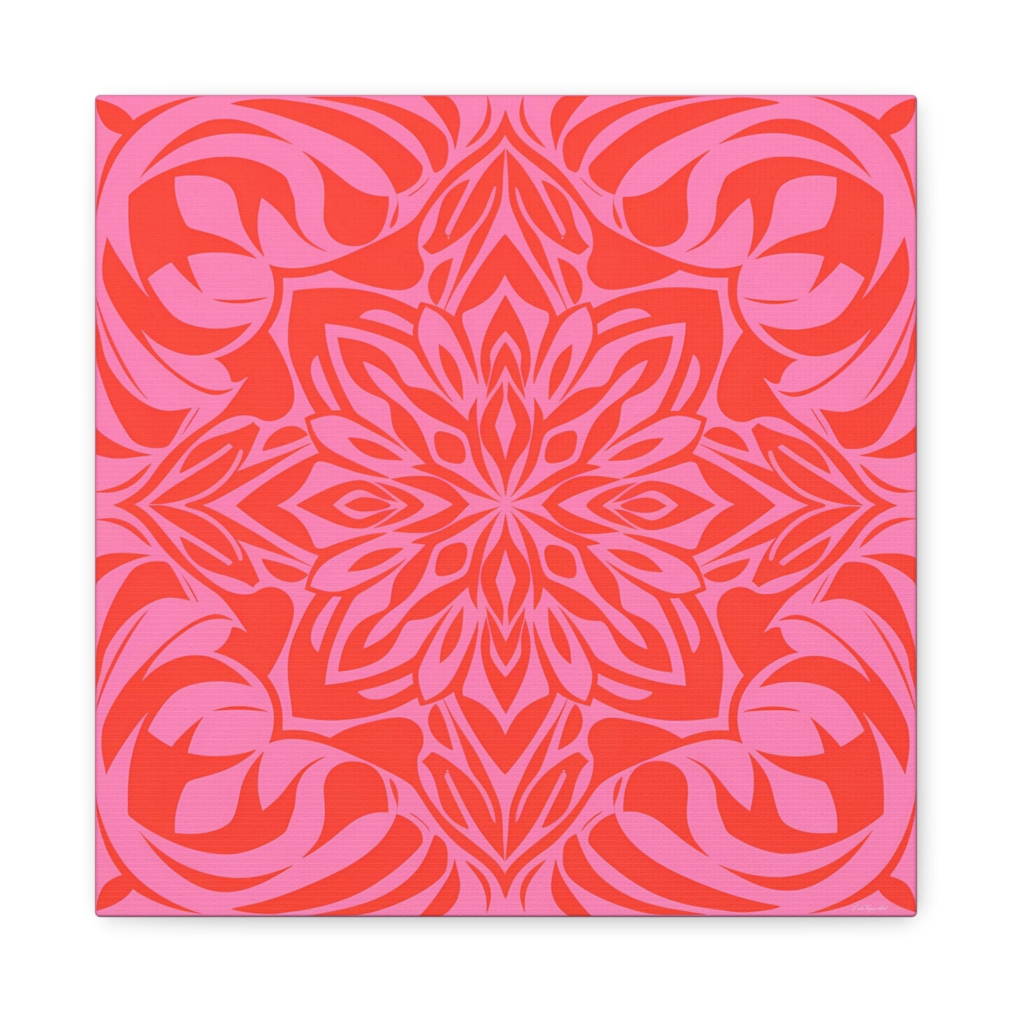 Canvas Wall Art, Pink and Orange Boho Design, Feminine Home Decor, Square, Stretched, 1 25" Matte Canvas, Bohemian Chic, Artwork Print, - LOLA VEGAS ART