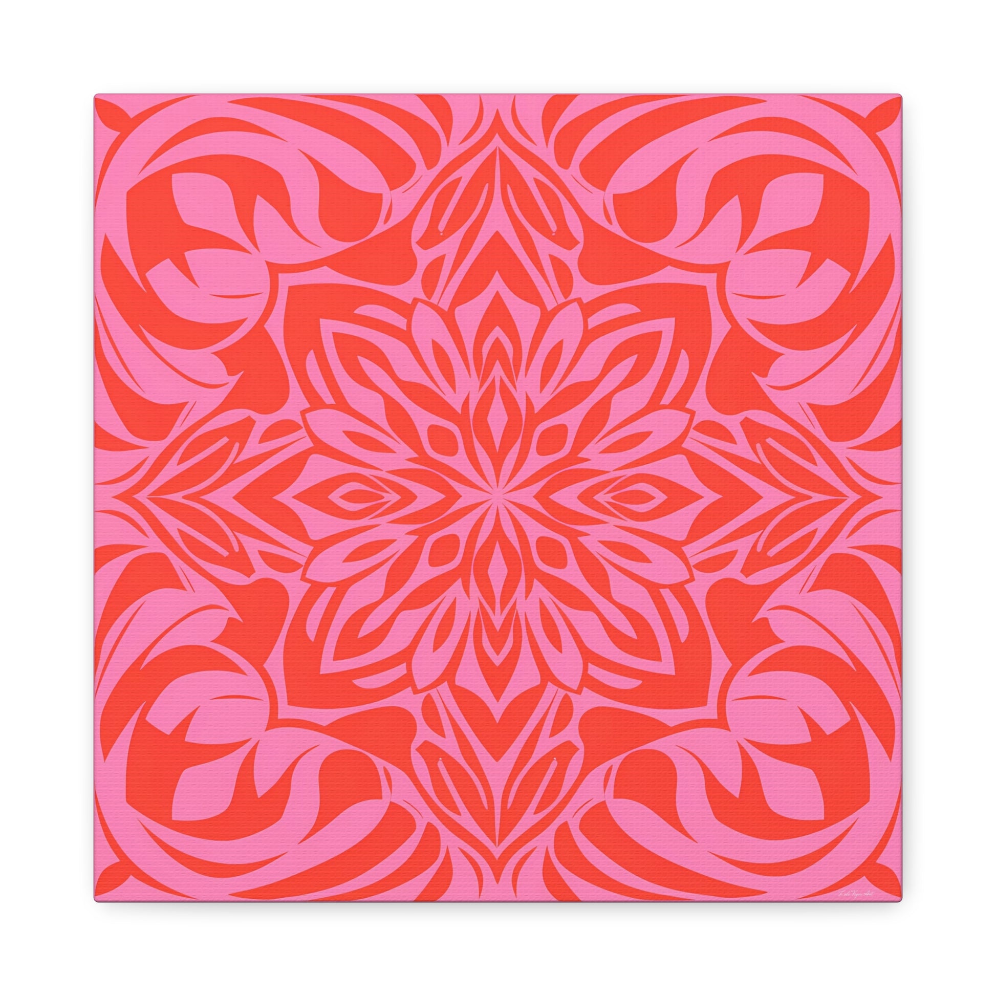 Canvas Wall Art, Pink and Orange Boho Design, Feminine Home Decor, Square, Stretched, 1 25" Matte Canvas, Bohemian Chic, Artwork Print, - LOLA VEGAS ART