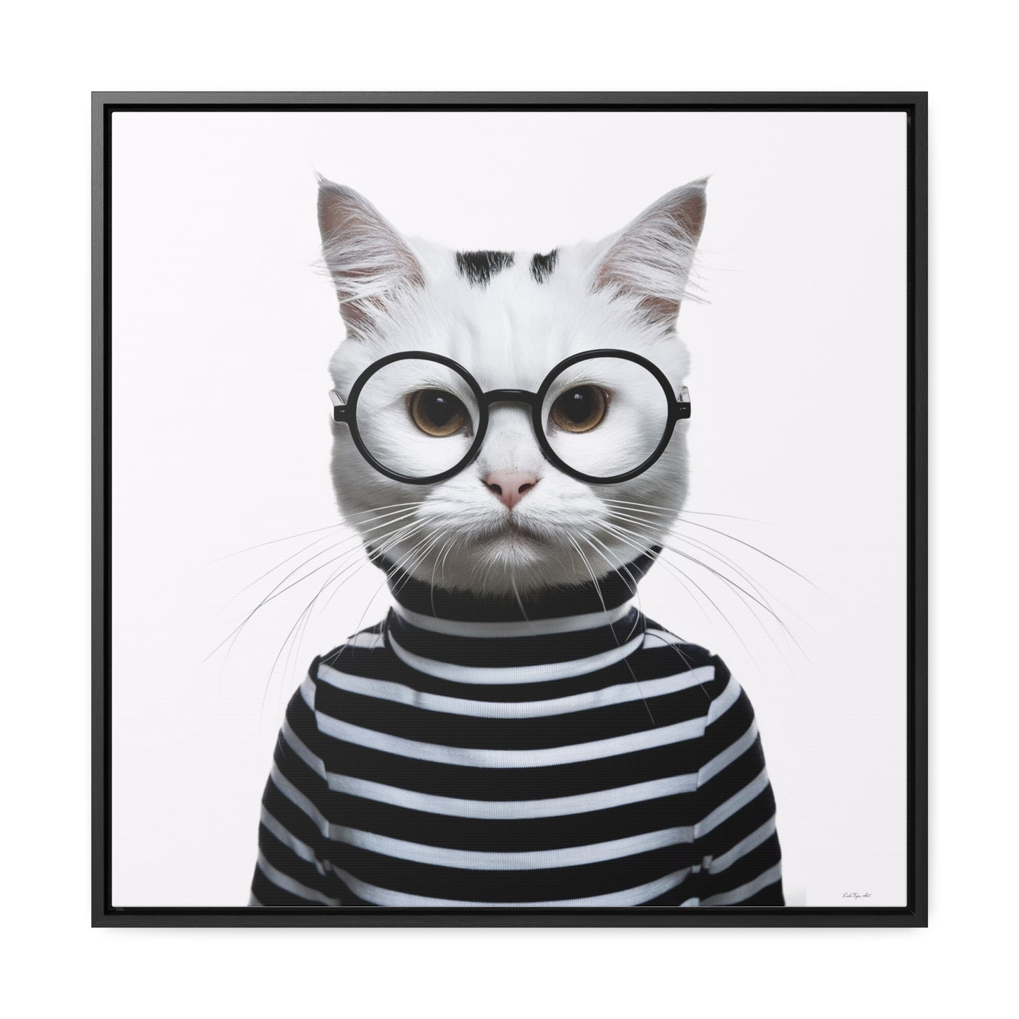 Square Canvas Wall Art, Maxwell Furrington Cool Cat Framed Animal Home Decor, Gallery Canvas Wraps, Square Frame, Wall Hanging, Living Room - LOLA VEGAS ART