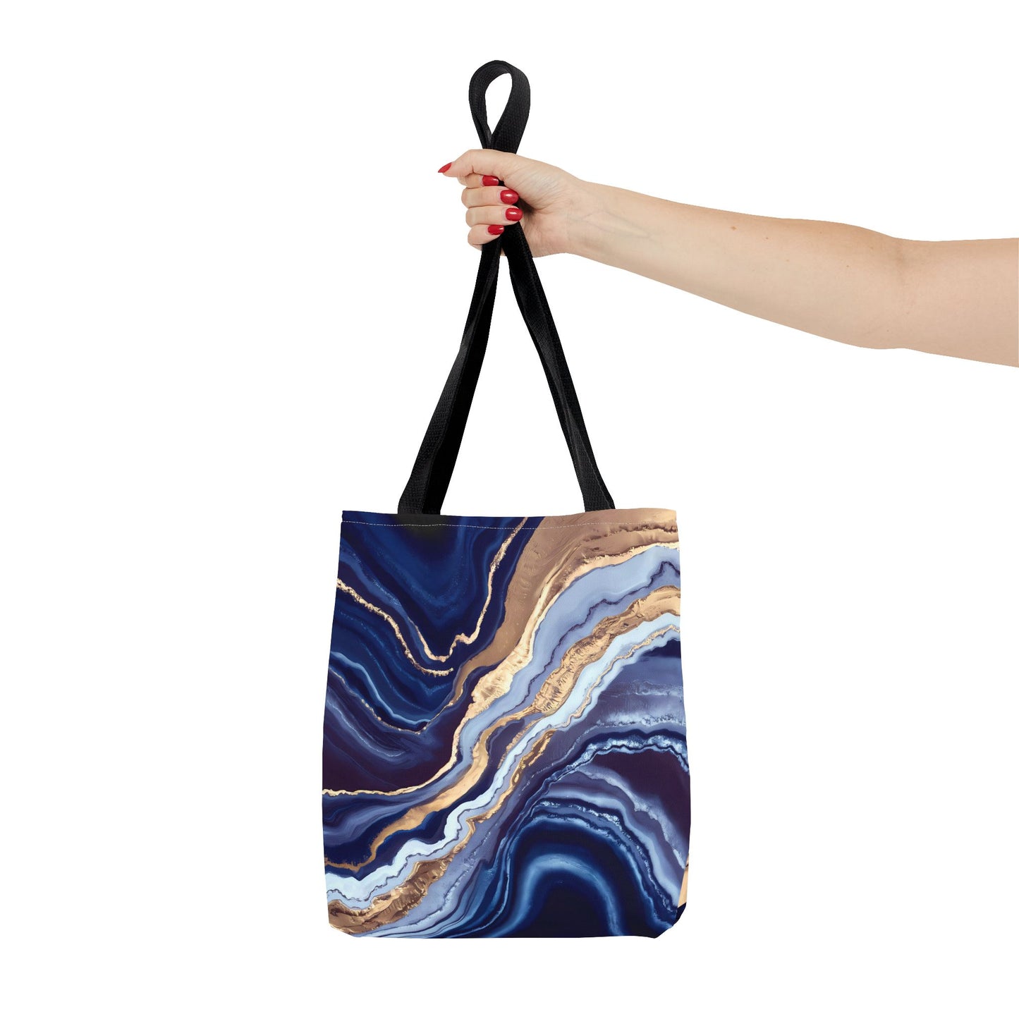 Geode Layers Tote Bag, Blue Gold White Abstract Natural Beauty, Large Small Medium Market Reusable Shopping Gift for Her, Shoulder Bag Purse - LOLA VEGAS ART