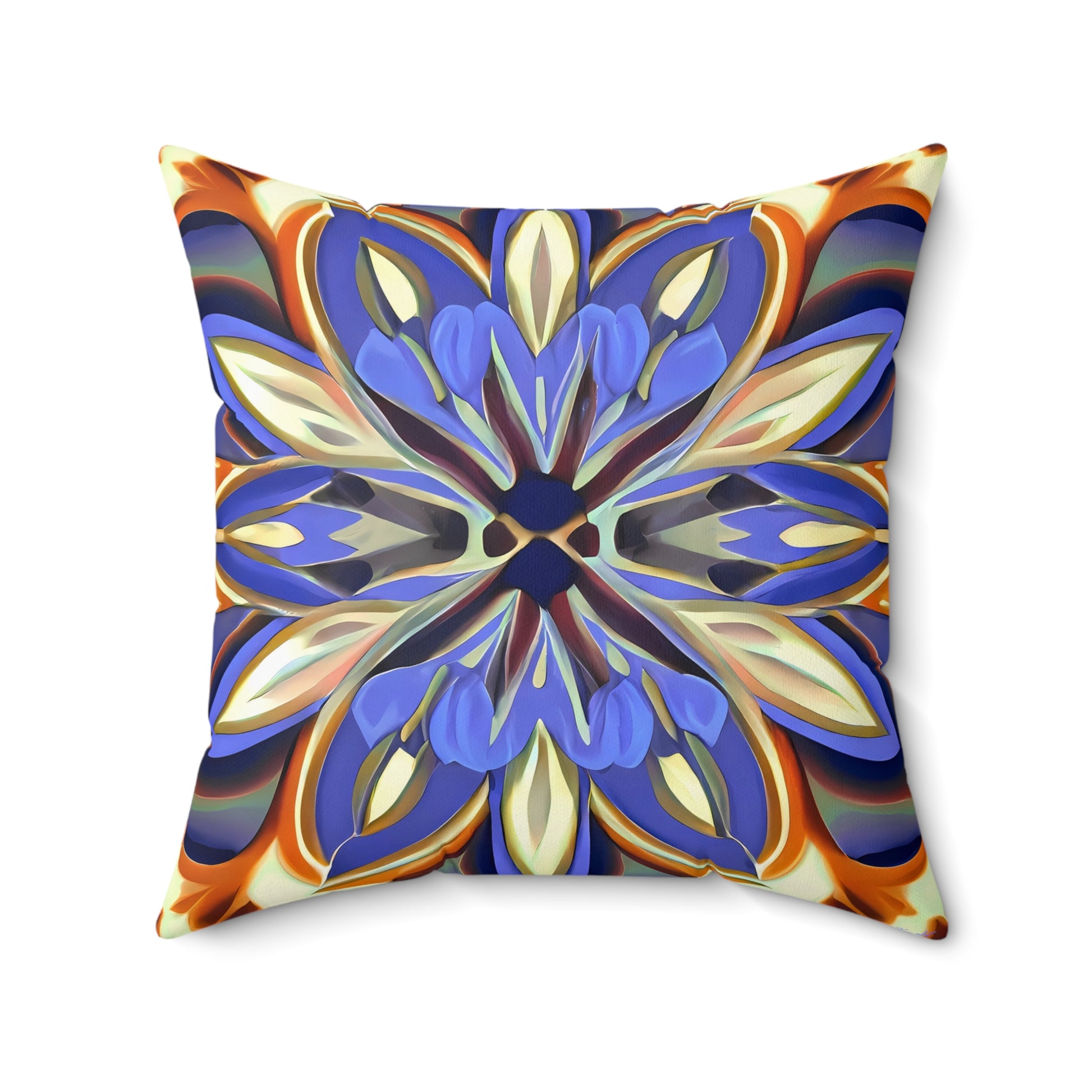 Boho Flower Square Pillow, Iris Purple Brown Cream, Unique Home Decor, Spun Polyester Cushion, Floral Accent Pillow, Floral Home Decor - LOLA VEGAS ART
