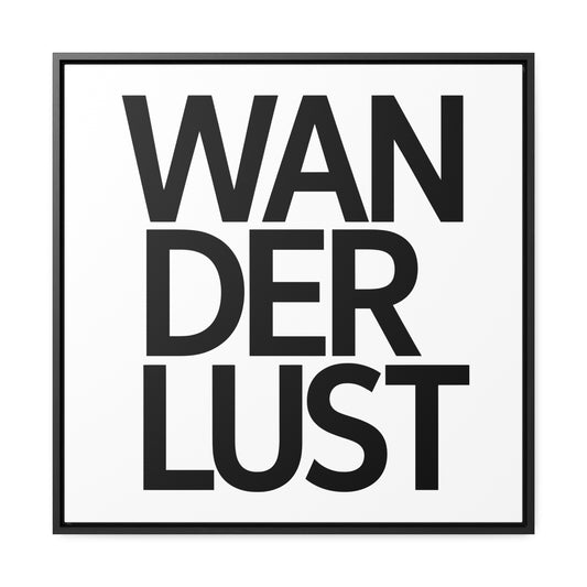 Typography Wanderlust Square Canvas Wrap Wall Art, Travel Lovers Home Decor, Gallery Frame Quote Print, Wall Hanging, Adventure Art Gift, - LOLA VEGAS ART