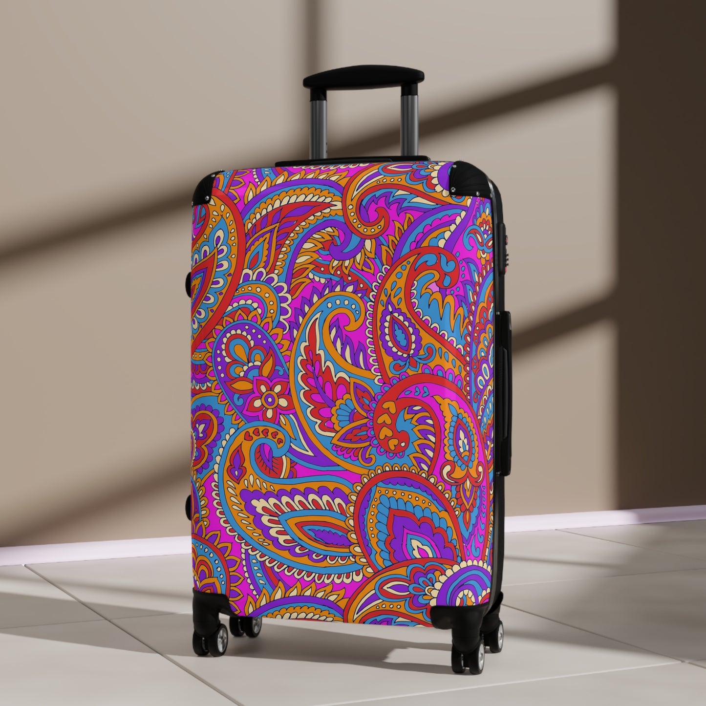 Vibrant Paisley Suitcase - Travel Luggage, Colorful Spinner Bag, Stylish Carry-On for Jetsetters, Vacation Essentials, Gift Idea - LOLA VEGAS ART