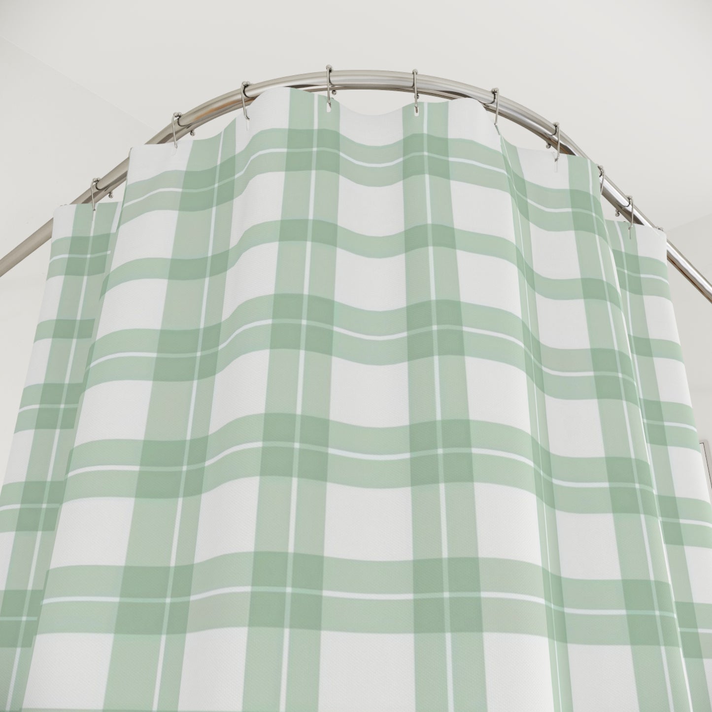Chic Green Plaid Shower Curtain - Cozy Bathroom Decor, Farmhouse Style, Stylish Bath Accessories, Wedding Gift, Seasonal Home Update - LOLA VEGAS ART