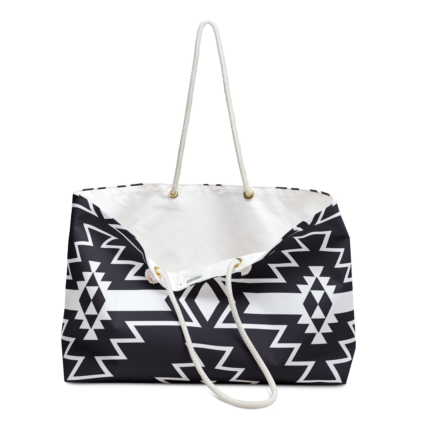 Black and White Stylish Weekender Bag - Perfect Travel Tote, Travel Bag, Gym Carryall, Beach Tote, Black and White Tribal Design
