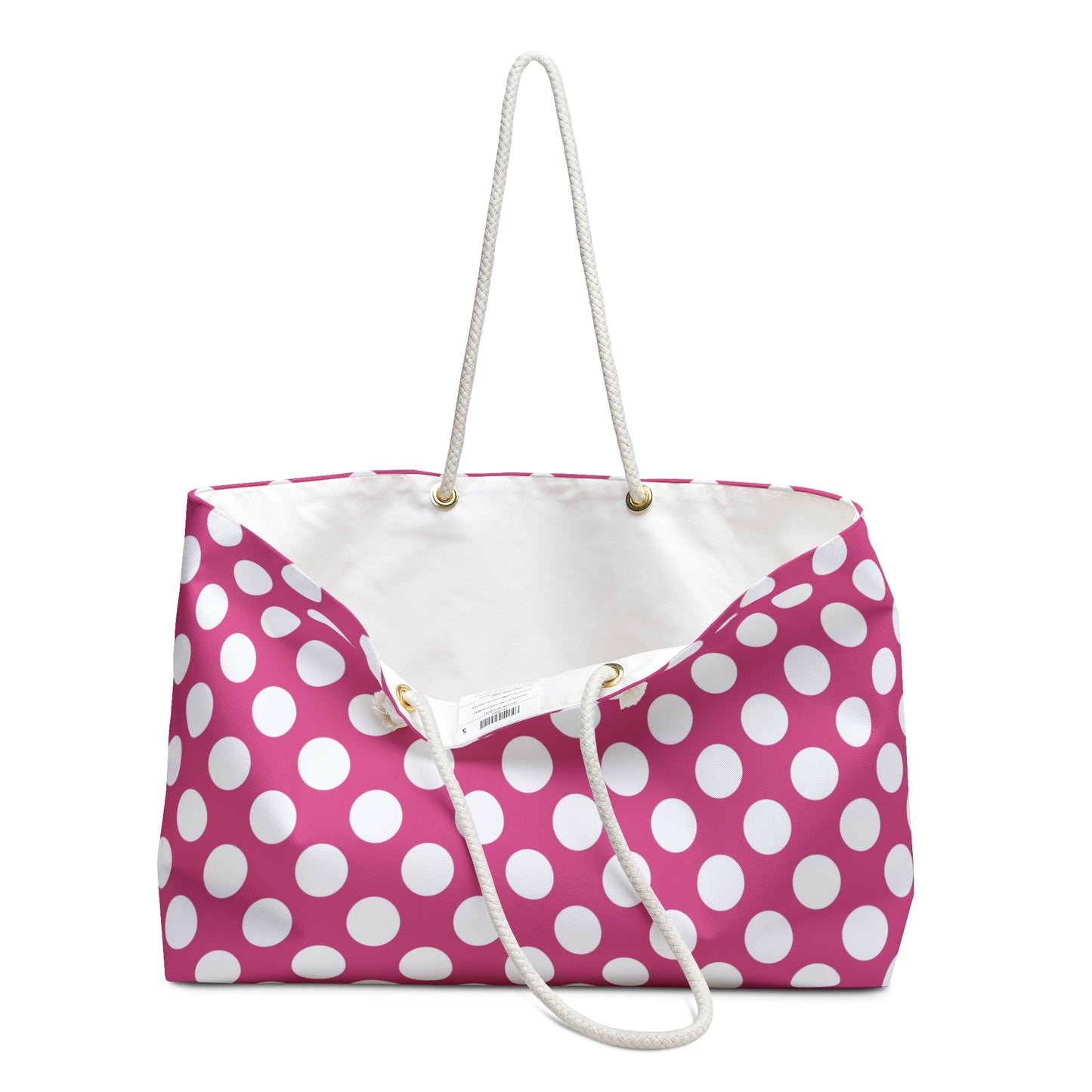 Pink and White Polka Dot Weekender Bag - Perfect for Travel, Beach Days, Gym, Tote, Gift for Her, Summer Vacation, Feminine Bag