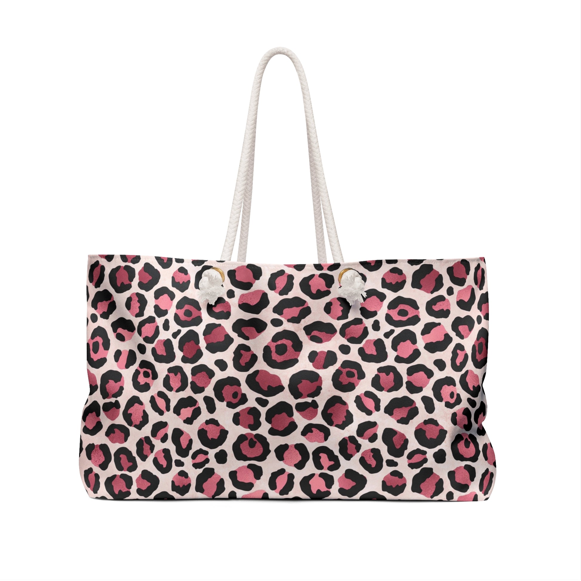 Trendy Pink Leopard Print Weekender Bag - Perfect for Travel, Gym, or Beach, Stylish Tote, Gift for Her, Weekend Escape - LOLA VEGAS ART