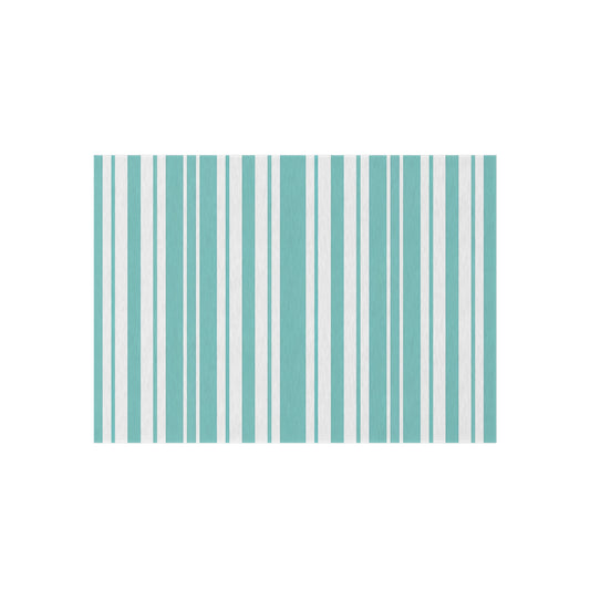 Aqua Stripe Outdoor/Indoor Rug | Teal Blue Striped Patio Mat