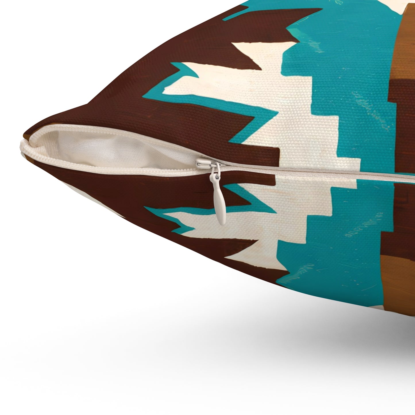Square Pillow Ethnic Southwest Boho Home Decor Brown Turquoise - LOLA VEGAS ART
