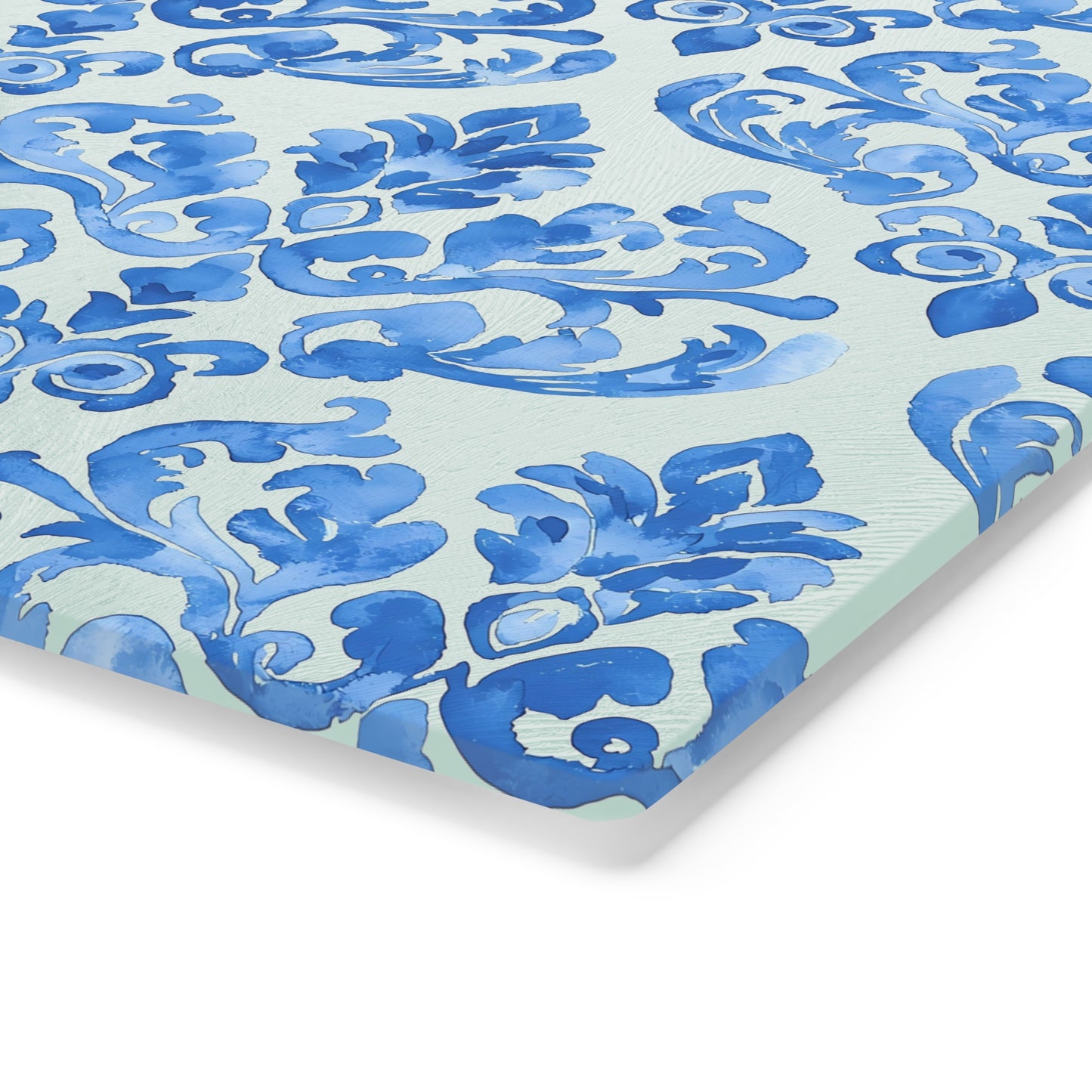Elegant Floral Cutting Board, Kitchen Decor, Gift for Chefs, Wedding Gift, Serving Tray, Blue Damask Design - LOLA VEGAS ART