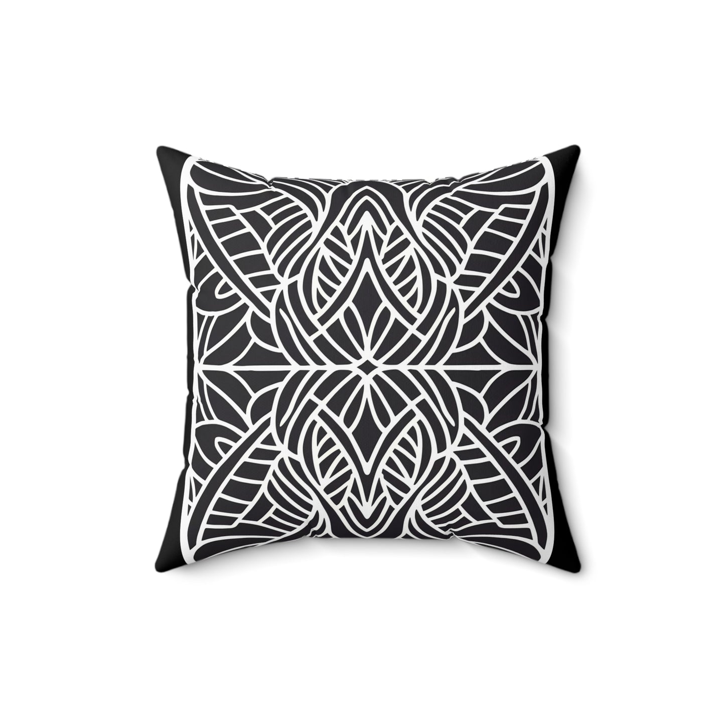 Square Pillow - Black and White Tribal Design Ethnic and Dramatic - LOLA VEGAS ART