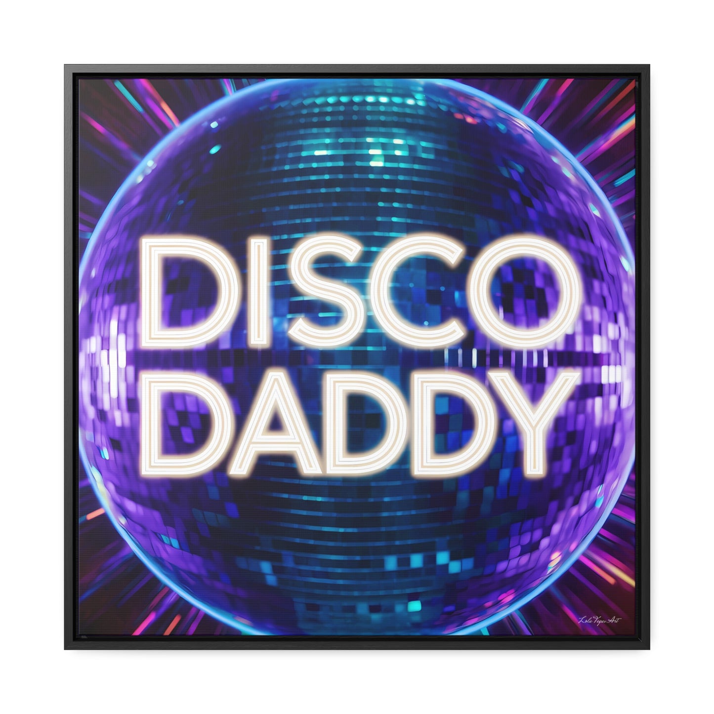 Disco Daddy Purple Disco Ball Canvas Wall Art, Square Frame, Retro Funky Decor, Gallery Canvas Wrap, Home Wall Decor, Wall Art Decor, Purple - LOLA VEGAS ART