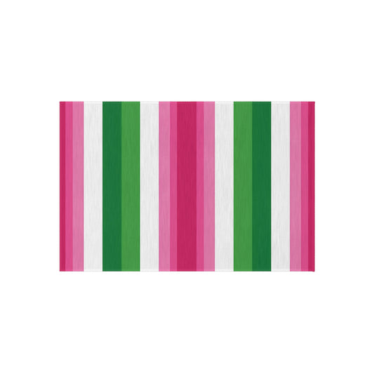 Pink Green Stripe Outdoor/IndoorRug | Striped Patio Mat