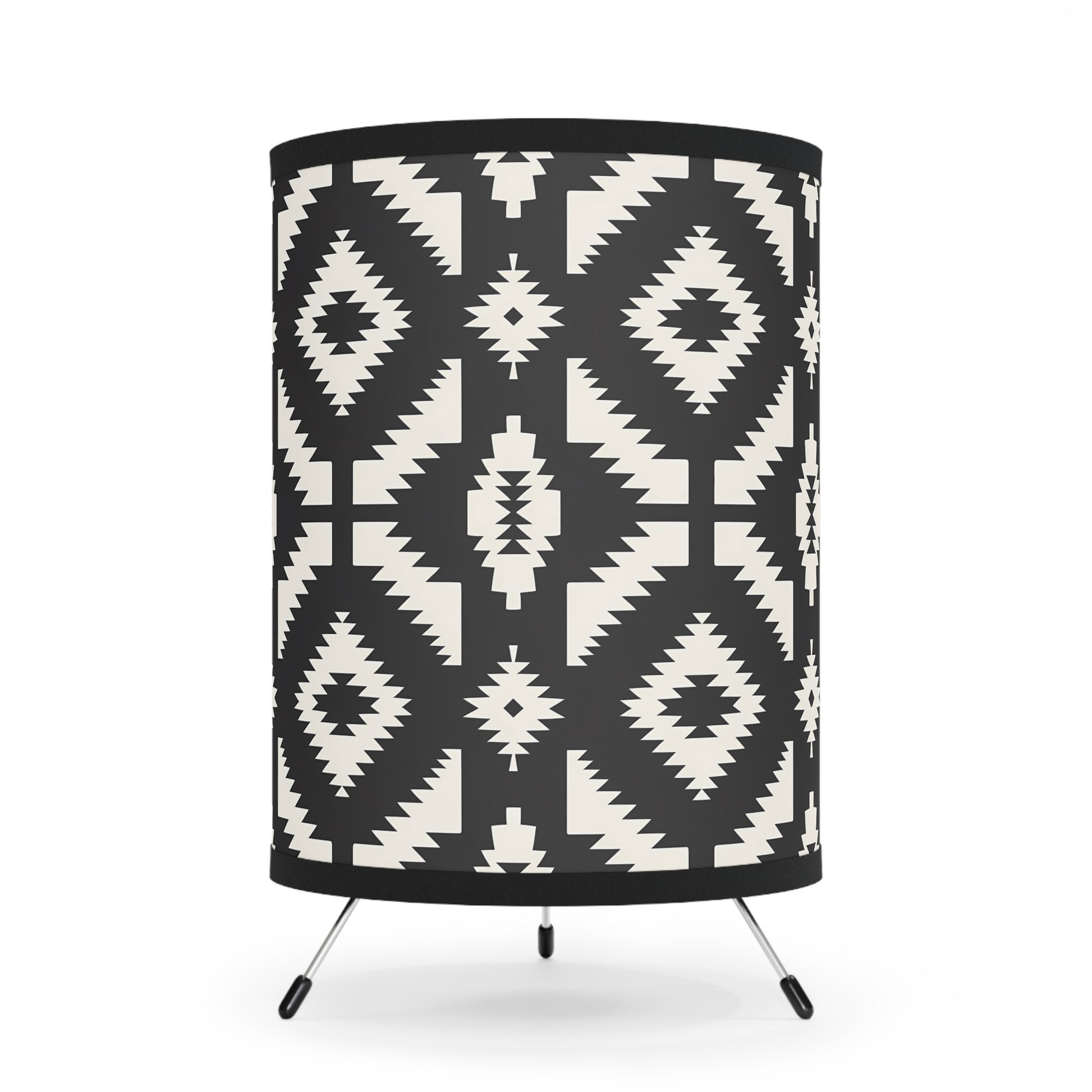 Tribal Print Tripod Lamp - Boho Decor, Artistic Lighting, Home Accent, Modern Design, Cozy Living Space, Stylish Gift Idea - LOLA VEGAS ART