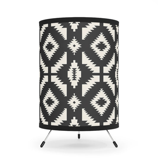 Tribal Print Tripod Lamp - Boho Decor, Artistic Lighting, Home Accent, Modern Design, Cozy Living Space, Stylish Gift Idea - LOLA VEGAS ART