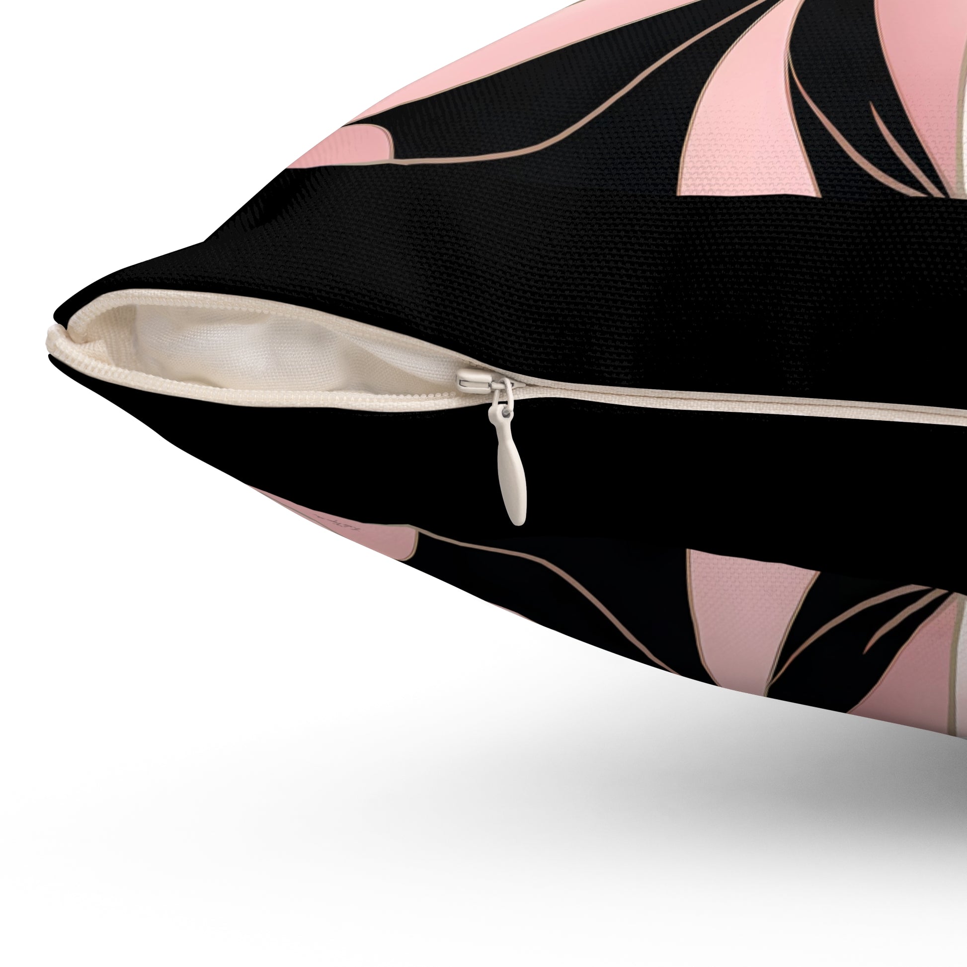 Art Deco Flower Square Pillow, Hollywood Regency Home Decor, Art Nouveau Style, Pink and Black Pillow, Throw Pillow - LOLA VEGAS ART
