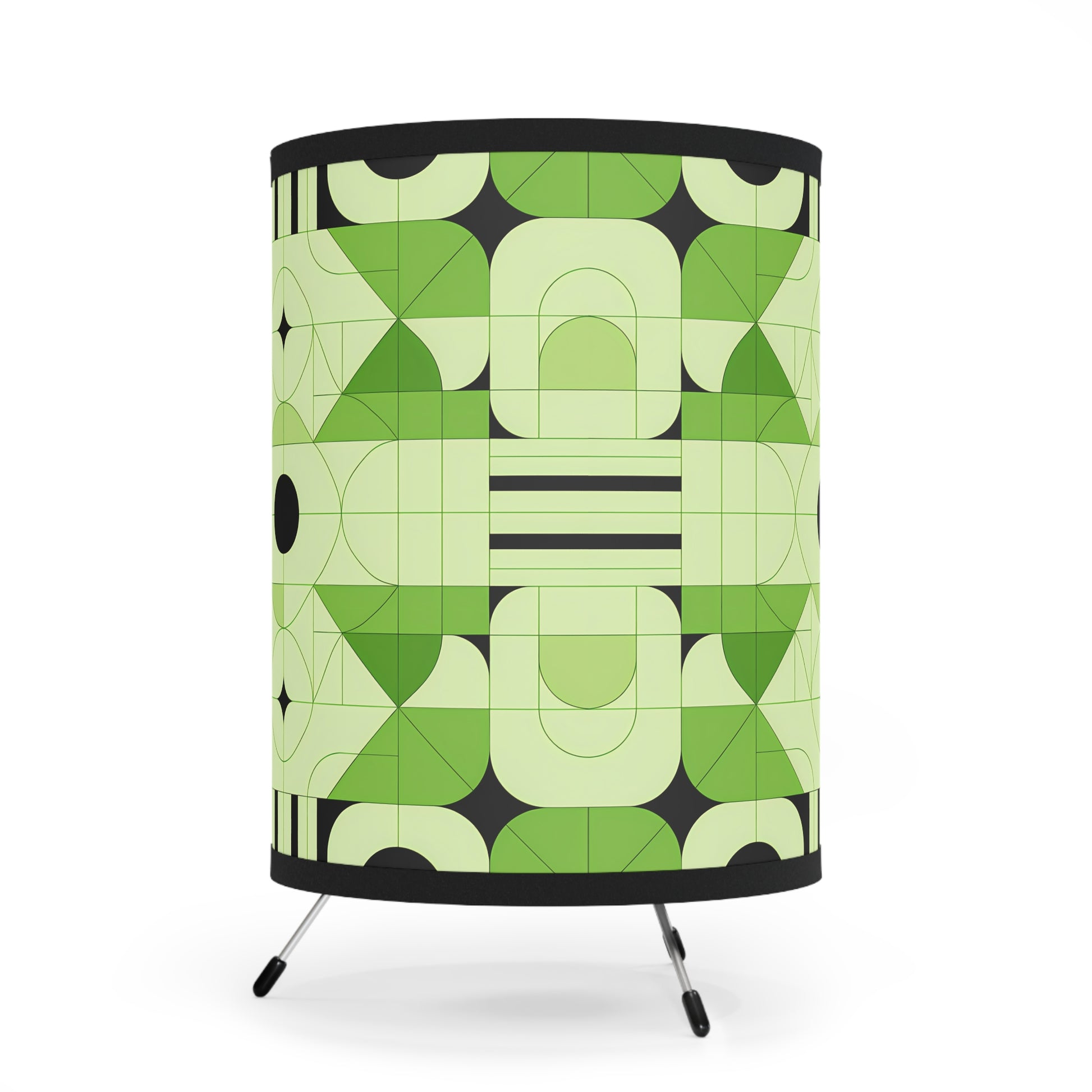 Geometric Tripod Lamp, Modern Lighting, Home Decor, Unique Lamp Shade, Green Accent Light, Gift for Homeowners, Stylish Nightstand - LOLA VEGAS ART