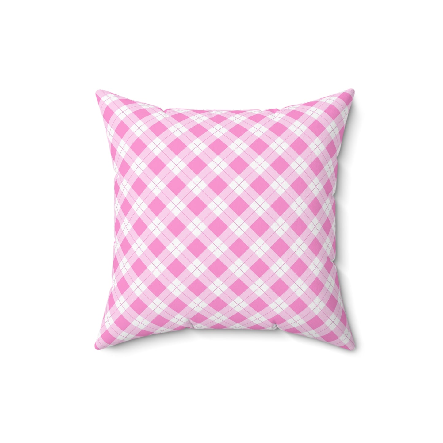 Pink Plaid Decorative Pillow, Cozy Home Accent, Cute Gift for Her, Farmhouse Decor, Living Room Throw Pillow - LOLA VEGAS ART